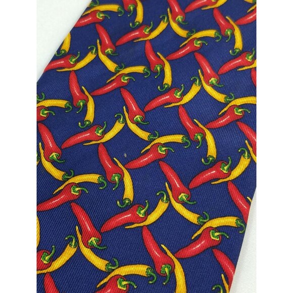 Lands End Men's Neck tie Chili Peppers Silk Novelty necktie Made in USA - Picture 2 of 6